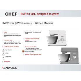 Kenwood Chef KVC3100W Stand Mixer with 4.6 Litre Bowl - White  NEW 2023 - 1